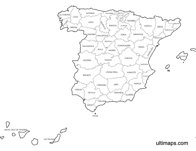 Preview of Labeled Map of Spain Provinces (A4)