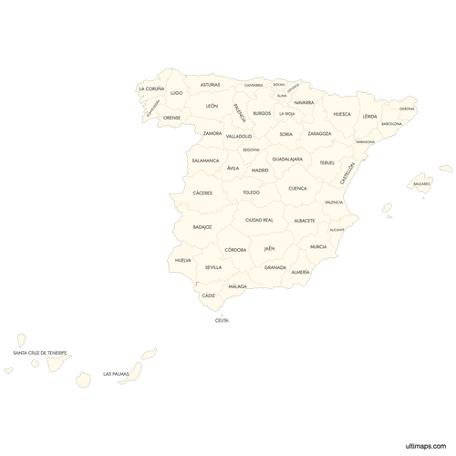 Preview of Labeled Map of Spain Provinces