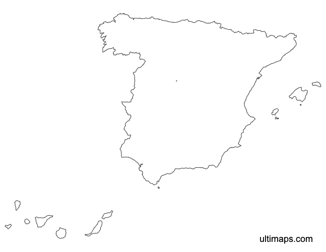 Preview of Outline Map of Spain Provinces (A4)