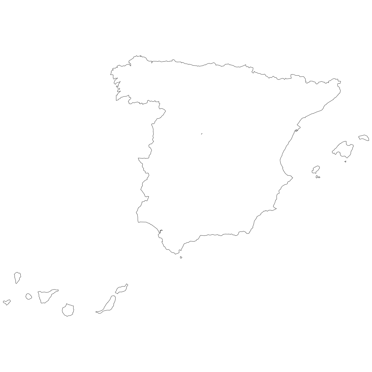 Outline Map of Spain Provinces