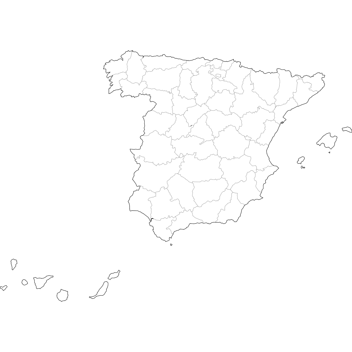 Wireframe Map of Spain Provinces