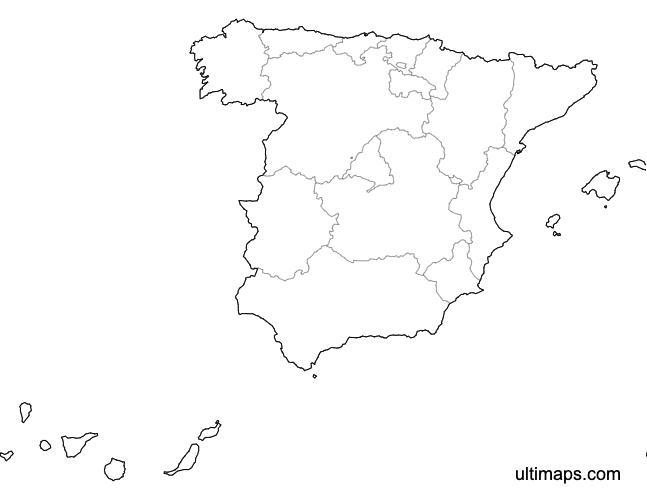 Preview of Blank Map of Spain Communities (Letter)