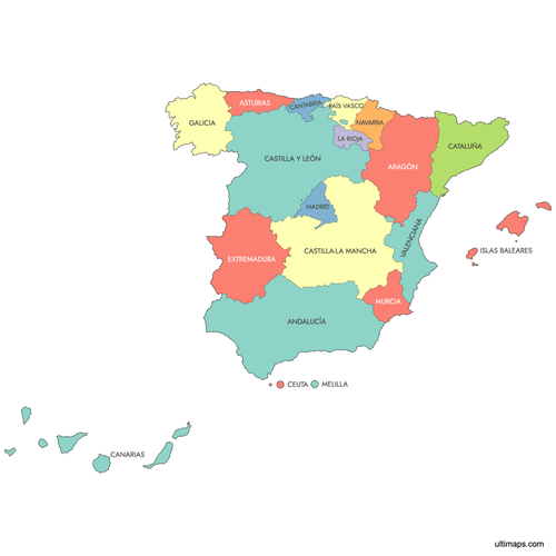 Preview of Labeled Map of Spain Communities