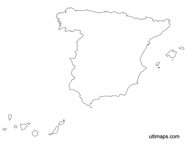 Preview of Outline Map of Spain Communities (A4)