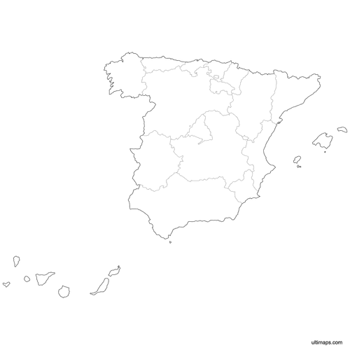 Preview of Outlined Map of Spain Communities