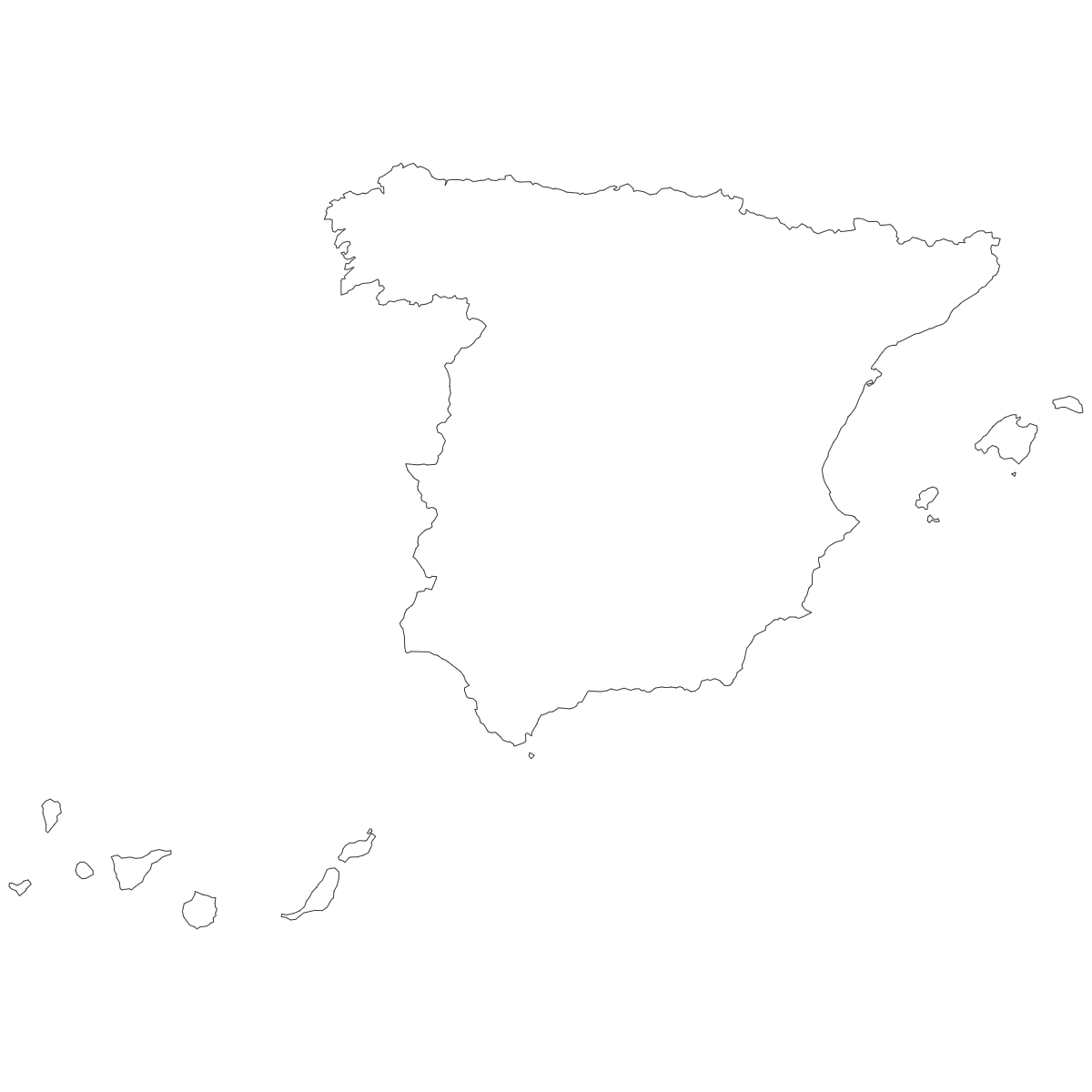 Outline Map of Spain Communities