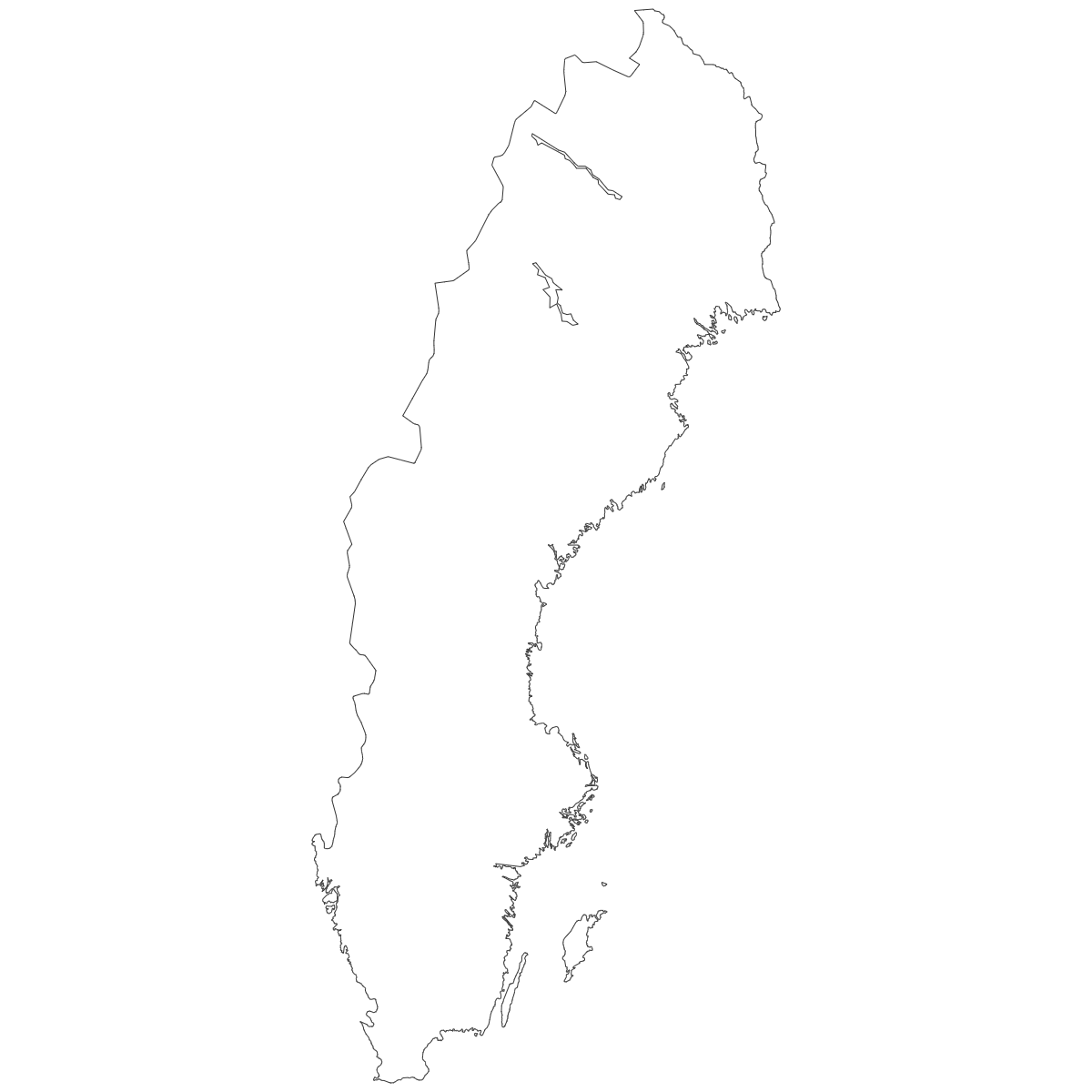 Outline Map of Sweden Counties