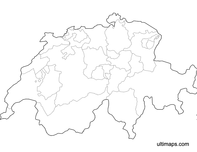 Preview of Blank Map of Switzerland Cantons (A4)