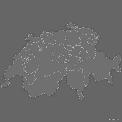Preview of Blank Map of Switzerland Cantons (Dark)