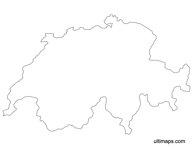 Preview of Outline Map of Switzerland Cantons (Letter)