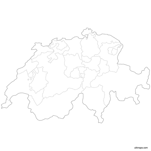 Preview of Outlined Map of Switzerland Cantons