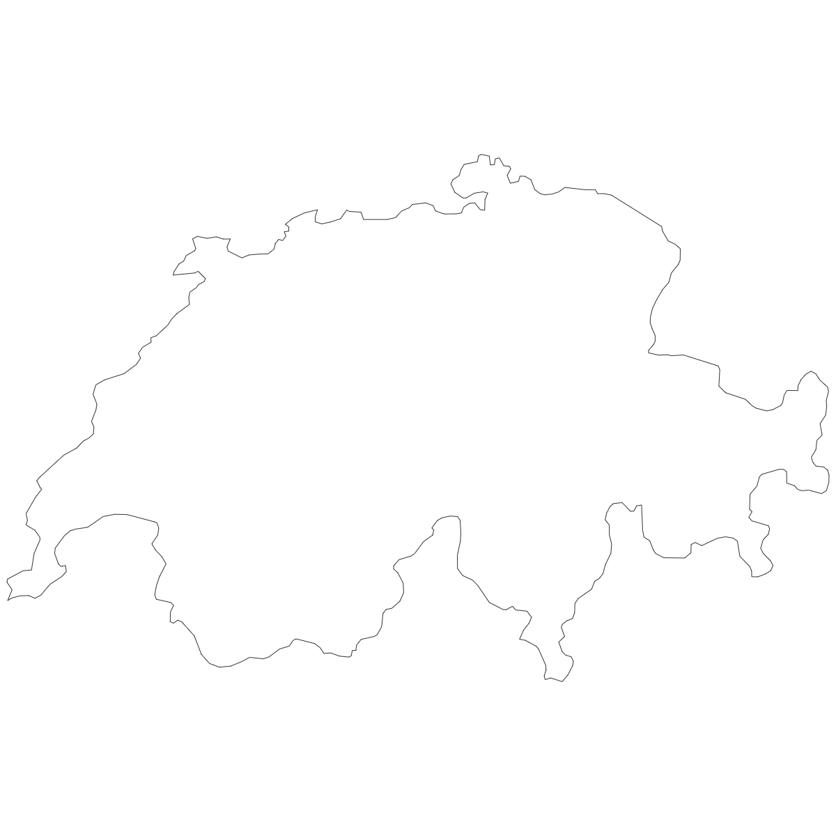 Outline Map of Switzerland Cantons