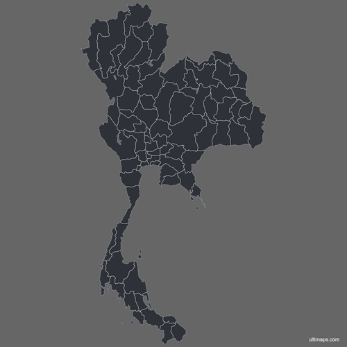 Preview of Blank Thailand Map with Provinces (Dark)