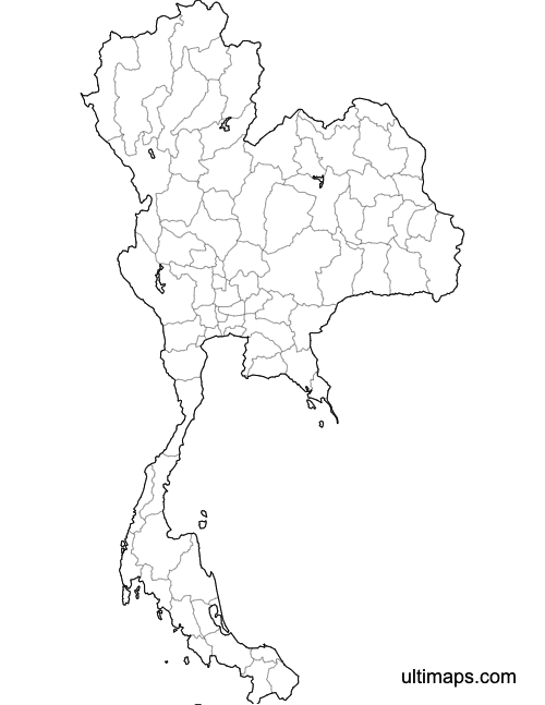 Preview of Blank Thailand Map with Provinces (Letter)