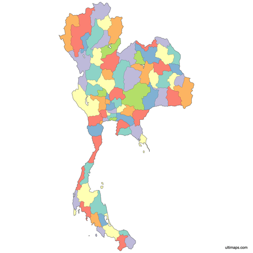 Preview of Colored Thailand Map with Provinces