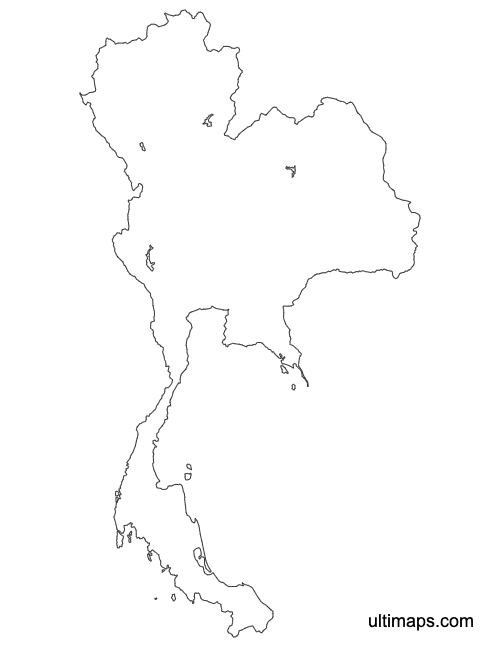 Preview of Outline Thailand Map with Provinces (Letter)