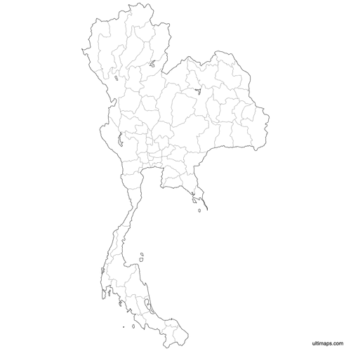 Preview of Outlined Thailand Map with Provinces