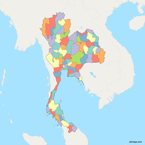 Preview of Political Map of Thailand with Provinces