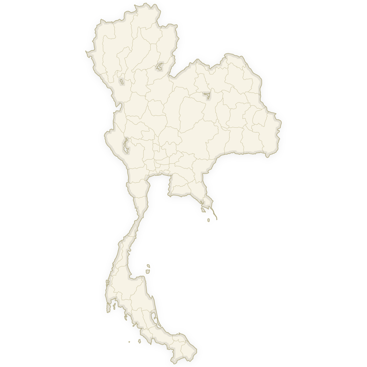 Blank map of Thailand with Provinces