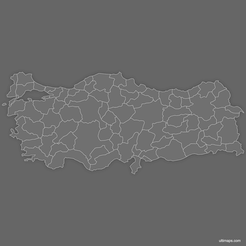 Preview of Blank Map of Turkey (Dark)