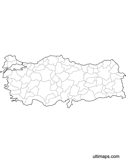 Preview of Outlined Map of Turkey (Letter)