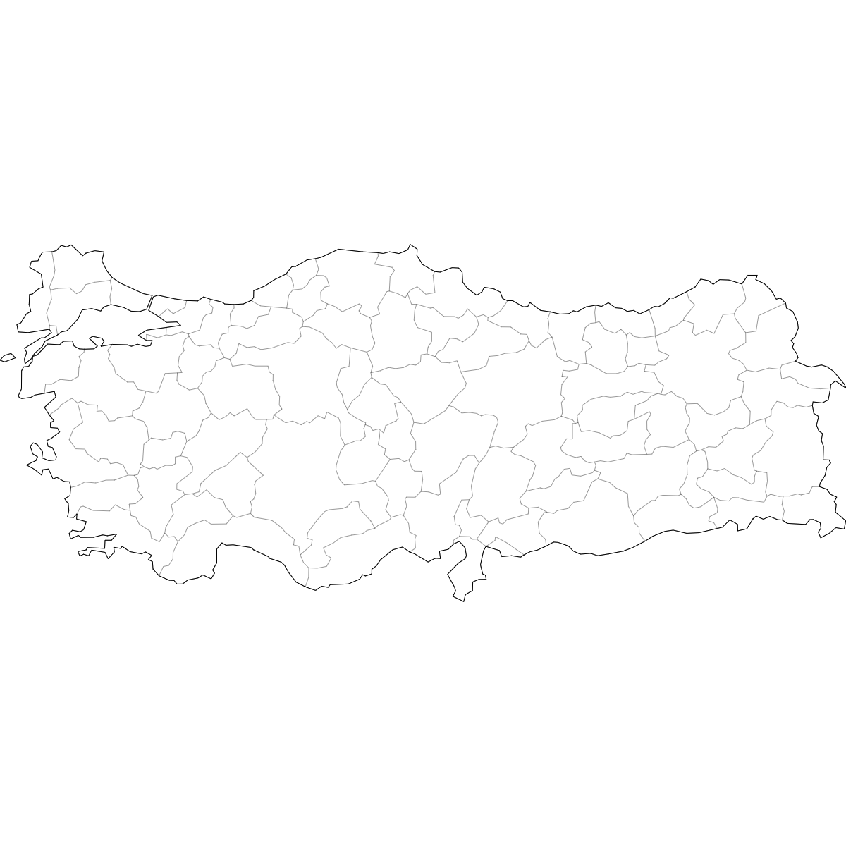Outlined Map of Turkey