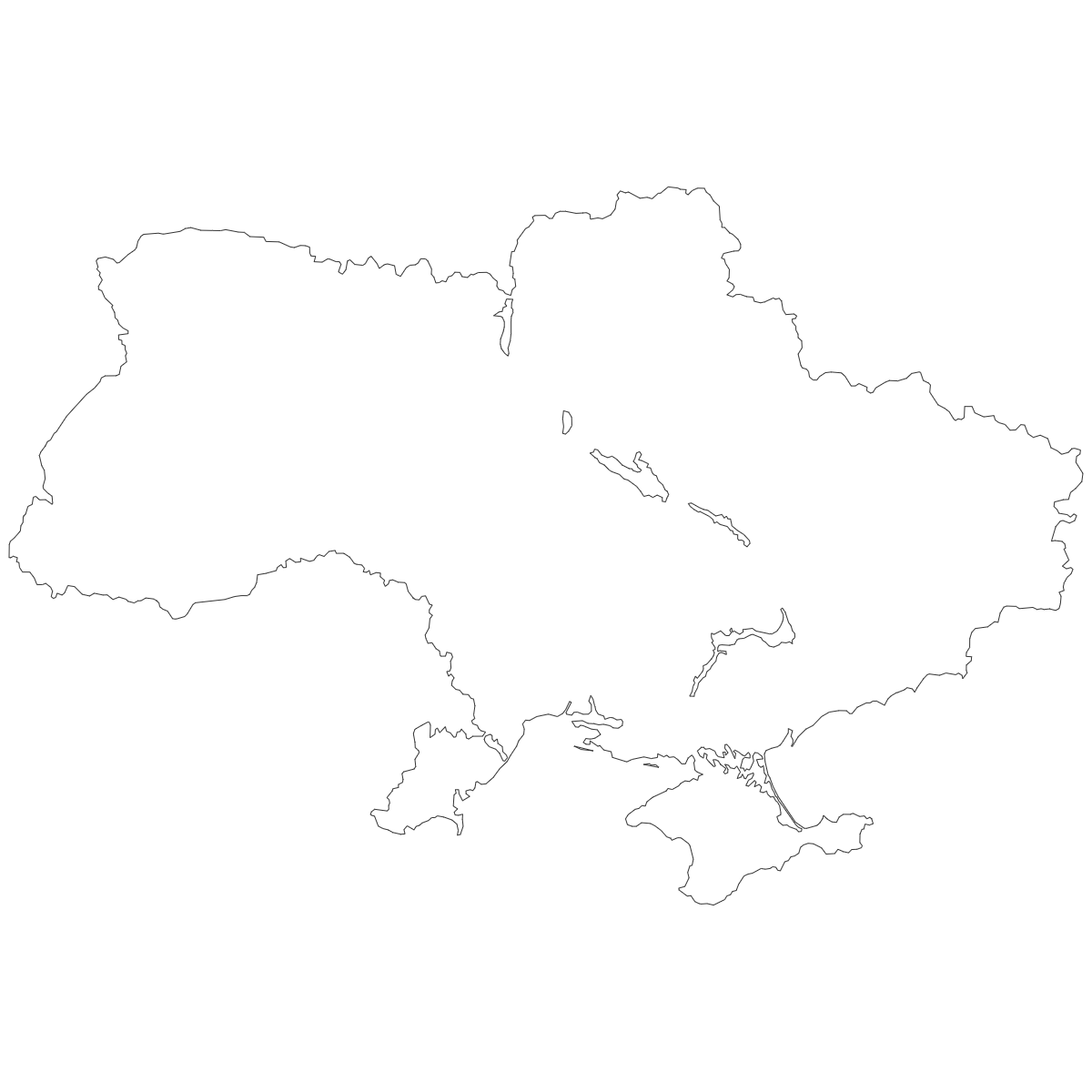 Outline Map of Ukraine Regions