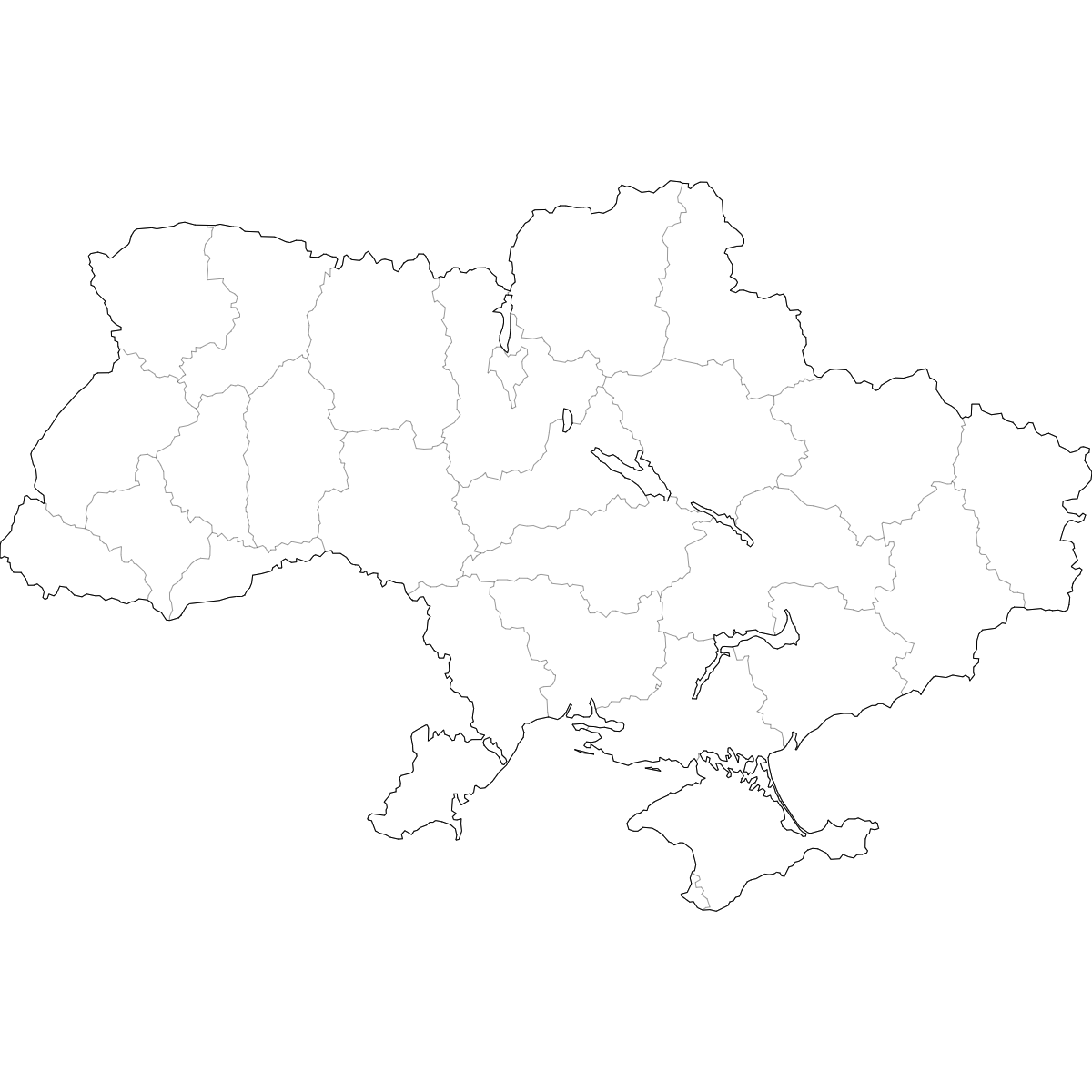 Wireframe Map of Ukraine Regions