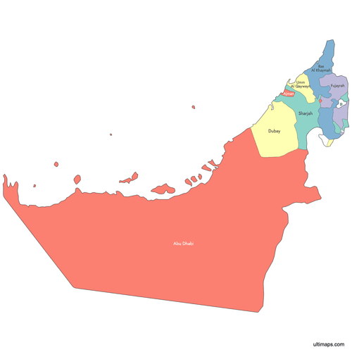 Preview of Labeled Map of United Arab Emirates