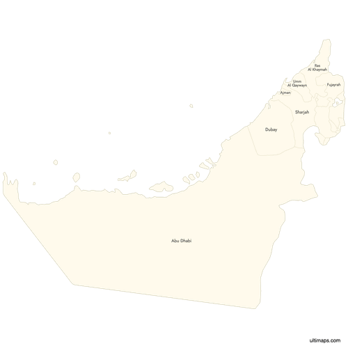 Preview of Labeled Map of United Arab Emirates