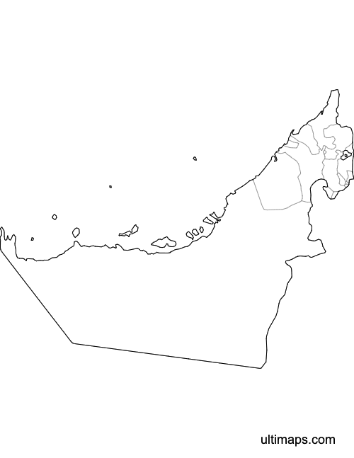 Preview of Outlined Map of United Arab Emirates (Letter)