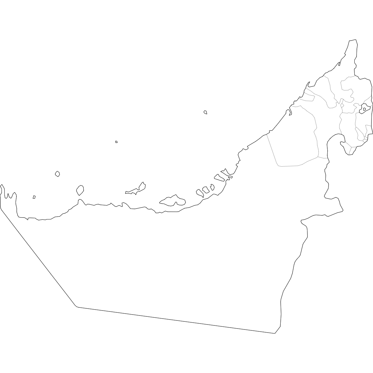 Outlined Map of United Arab Emirates