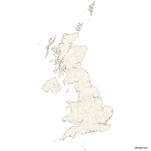 Preview of Blank United Kingdom Map with Counties and Crown Dependencies