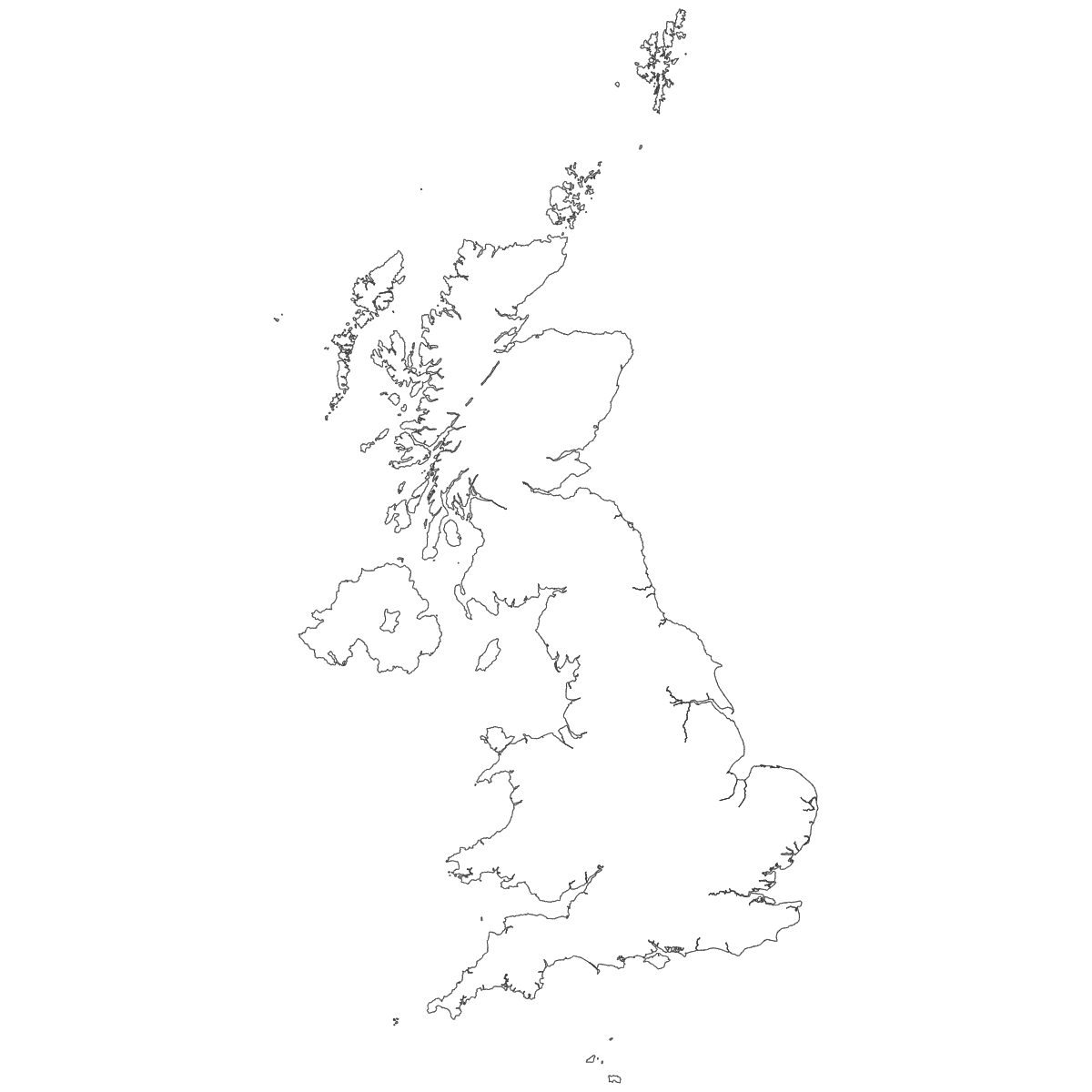 Outline map of the United Kingdom