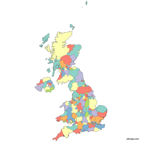 Preview of Colored Map of United Kingdom Counties