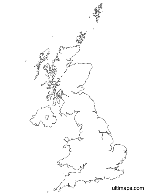 Preview of Outline Map of United Kingdom Counties and Unitary Authorities (Letter)