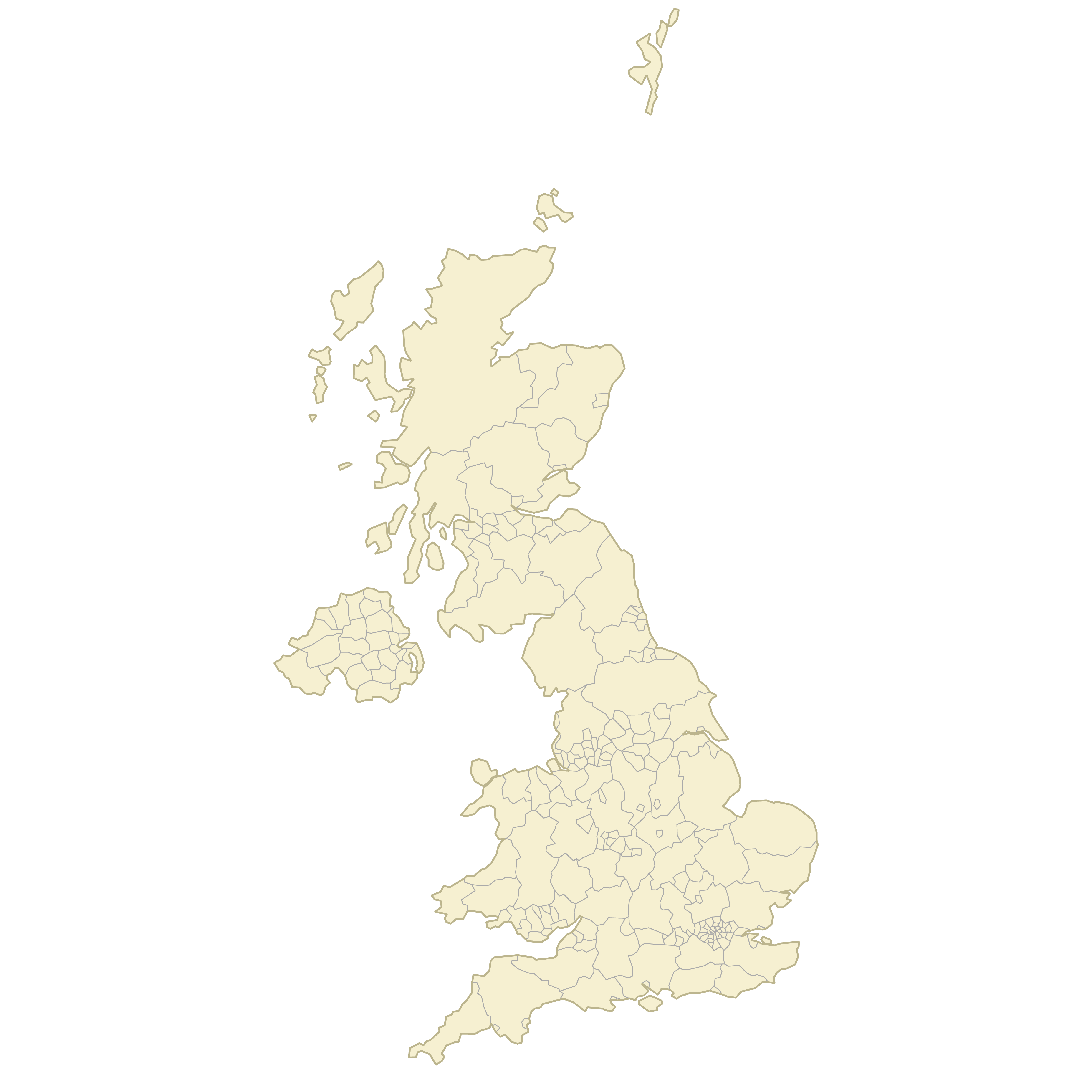 Blank Map of United Kingdom Counties