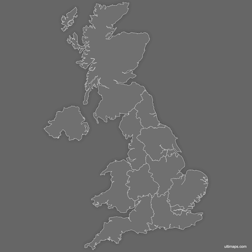 Preview of Blank Map of United Kingdom Regions (Dark)