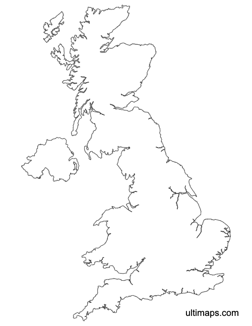 Preview of Outline Map of United Kingdom Regions (Letter)