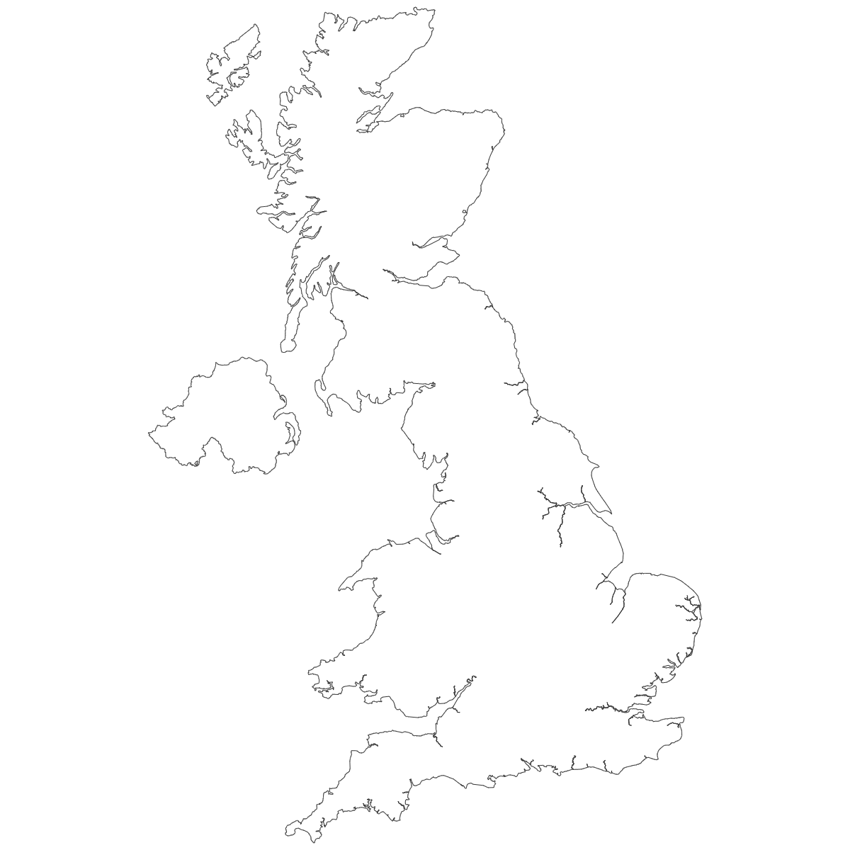 Outline Map of United Kingdom Regions
