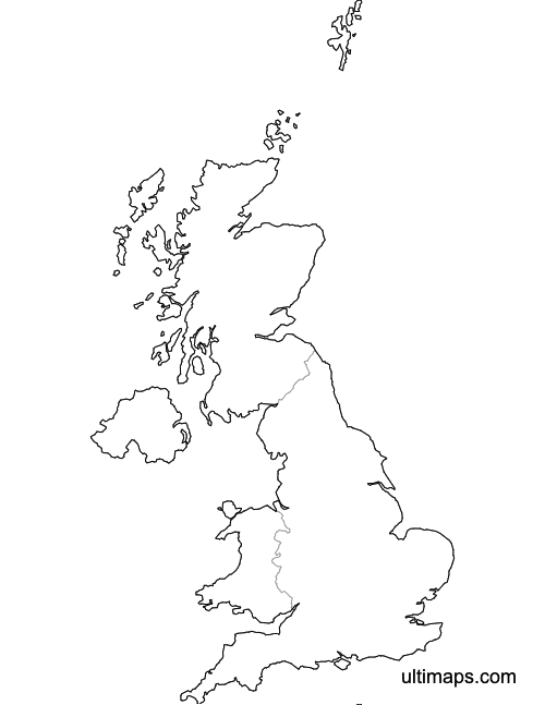 Preview of Blank Map of United Kingdom Countries (Letter)