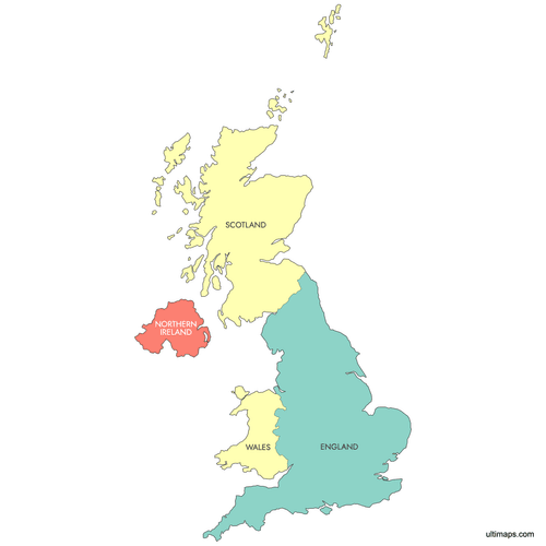 Preview of Labeled Map of United Kindgdom Countries