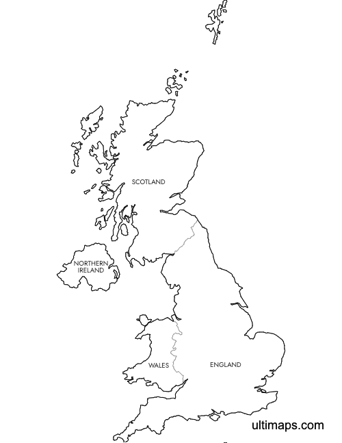 Preview of Labeled Map of United Kingdom Countries (Letter)