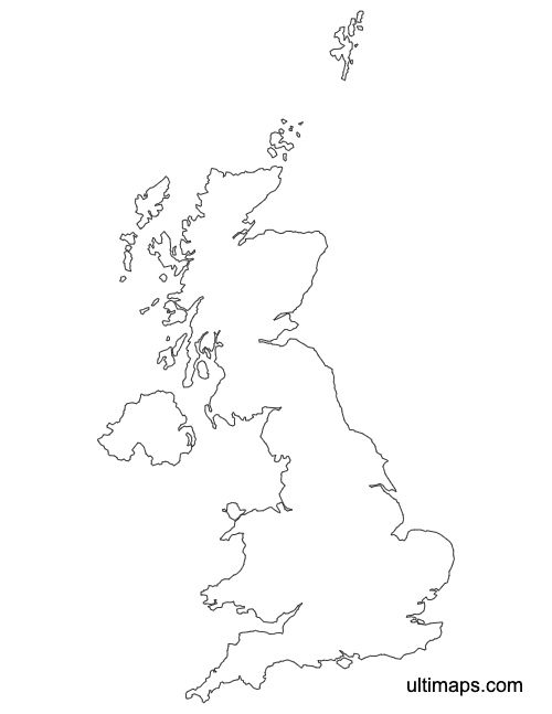 Preview of Outline Map of United Kingdom Countries (A4)