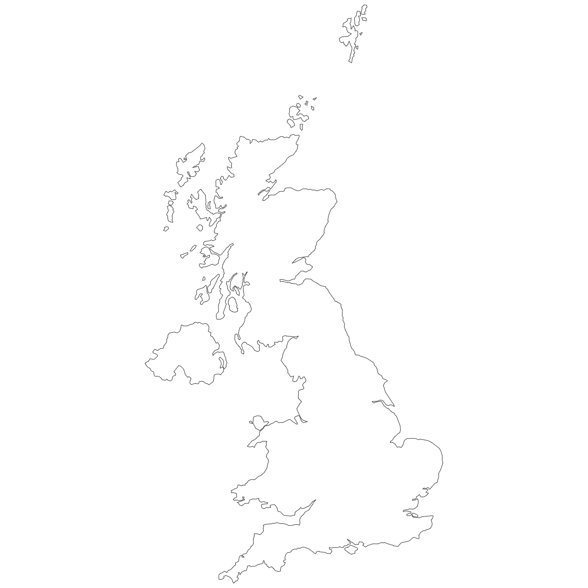 Outline Map of United Kingdom Countries