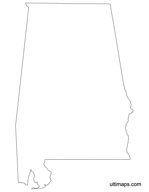 Preview of Outline Map of Alabama Counties (Letter)
