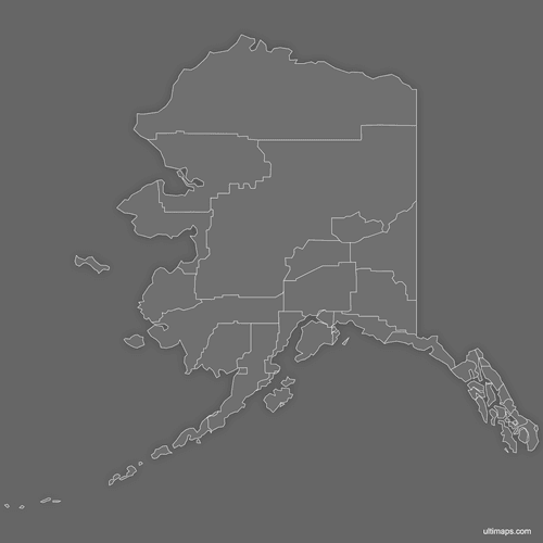 Preview of Blank Map of Alaska Counties (Dark)