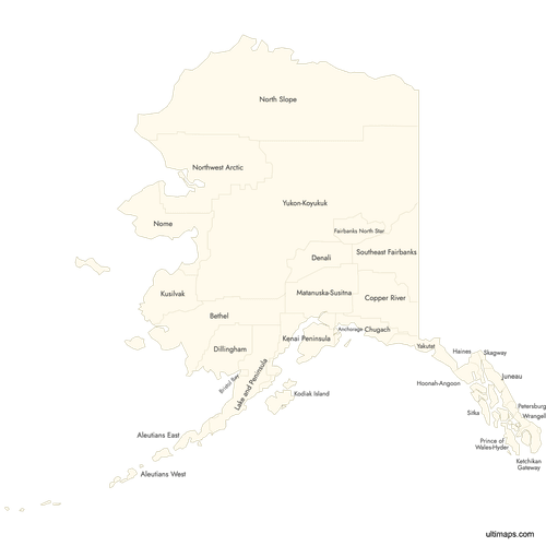 Preview of Labeled Map of Alaska Counties