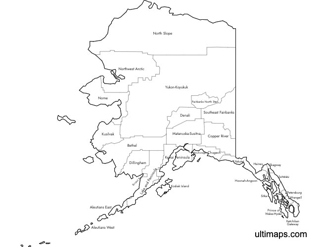 Preview of Labeled Map of Alaska (Letter)