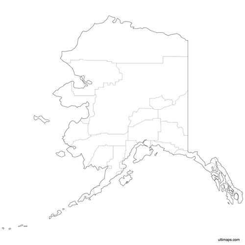 Preview of Outlined Map of Alaska Counties
